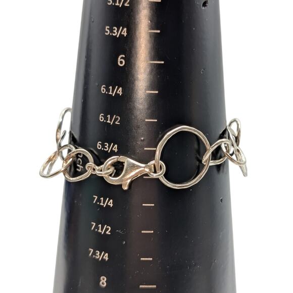 Silpada 925 Sterling Silver Hammered Circle Loopy Chain Bracelet - Picture 7 of 7